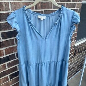 LOFT Light Blue Ruffle Dress